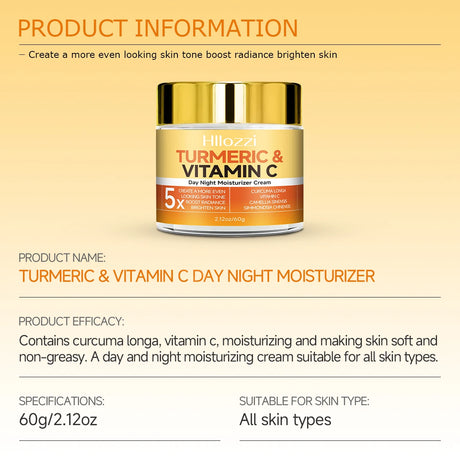 Turmeric&Vitamin C DayNight Moisturizer Cream Hydrating, Firming, Brightening, Smoothing, Repairing Hyaluronic Acid