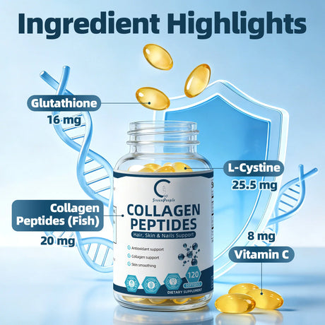 GPGP Greenpeople Glutathione Collagen Peptides Capsules Supports Healthy Hair, Skin & Nails Antioxidant Helps Maintain Skin Smooth