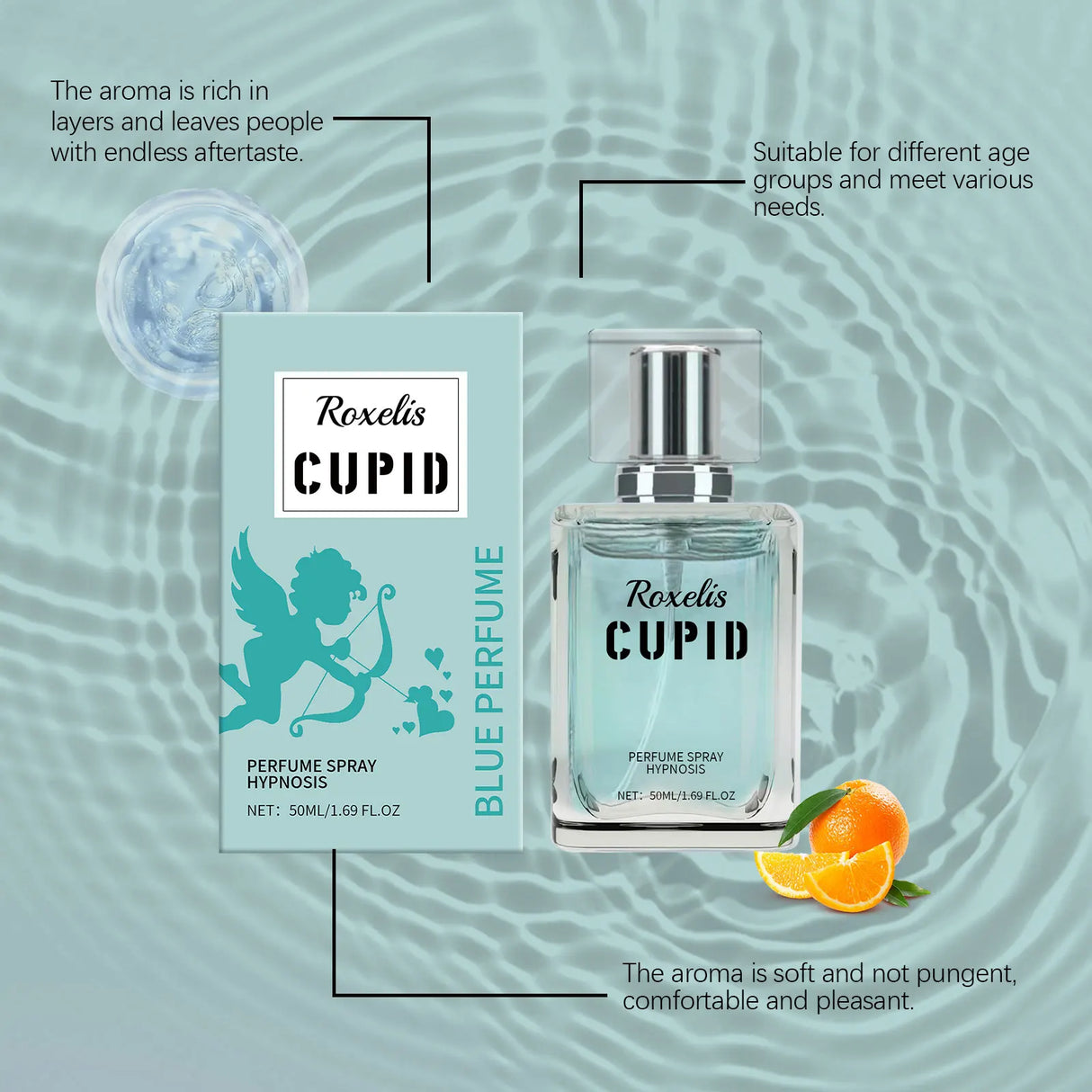 Roxelis 50ml Pheromone Cupid Perfume - Charming Fresh Fragrance for Flirting And Attraction Lasting Cologne Perfume for Dating