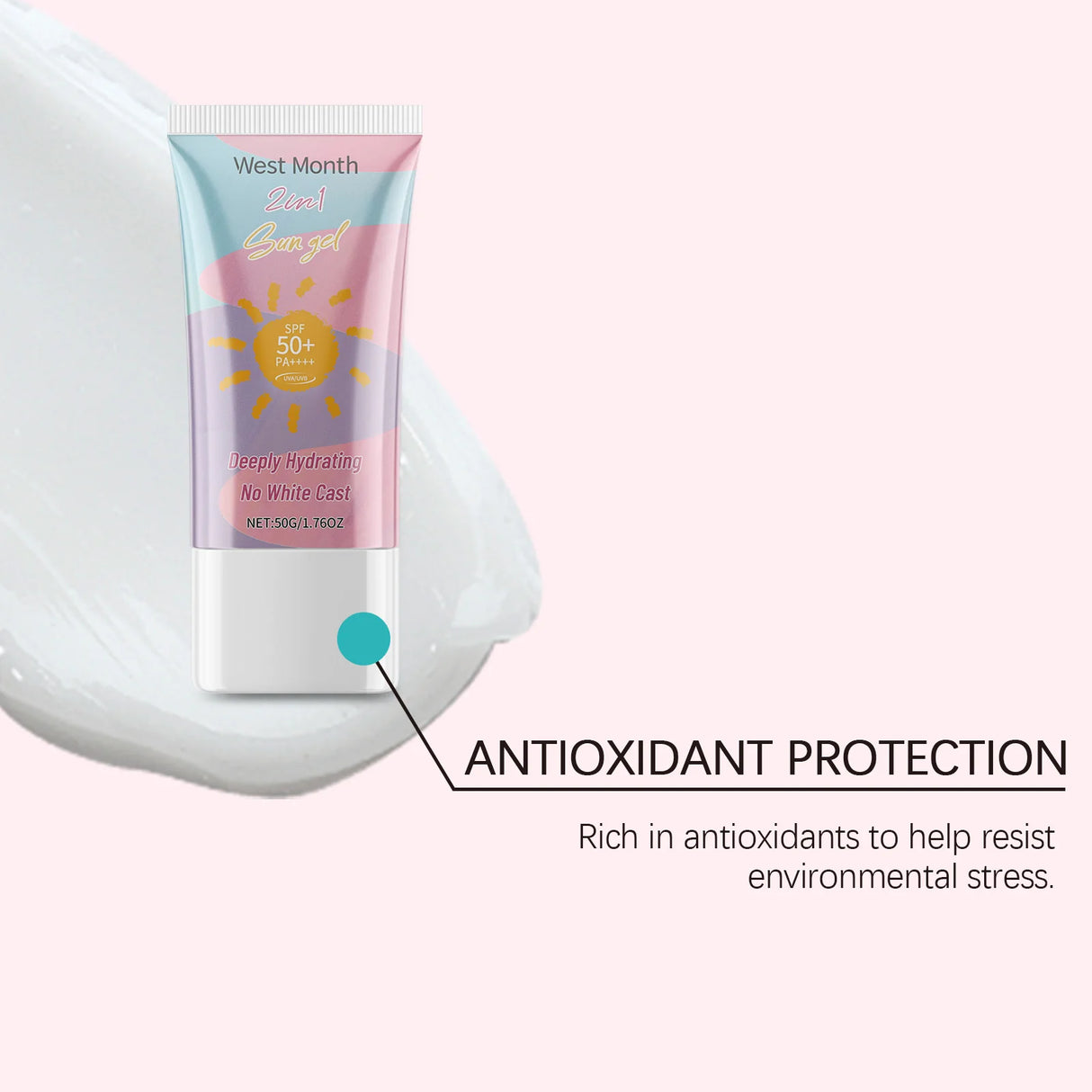 West&Month 2 In 1 UV Protection Body Face Lotion Lightweight Fast Immediate Absorption Long Lasting Hydrating Nourishing Cream Powerful Antioxidant Barrier Protection Against UVA UVB Non Greasy Daily Sun Skin Care Moisturizer