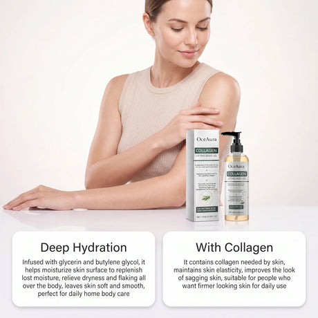 OceAura Collagen Body Oil Enhance Skin Deep Hydration Moisturizing Repair Nourishing Dry Skin Refreshing Rosemary Non-greasy Oil