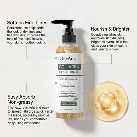 OceAura Collagen Body Oil Enhance Skin Deep Hydration Moisturizing Repair Nourishing Dry Skin Refreshing Rosemary Non-greasy Oil