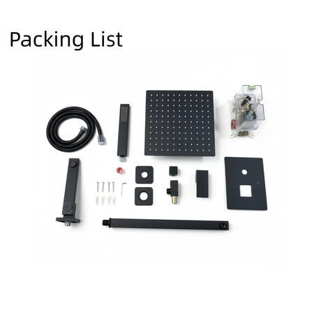 10" Rain Shower System with Tub Spout & Handheld, Matte Black Bathroom Faucet Set with Brass Valve