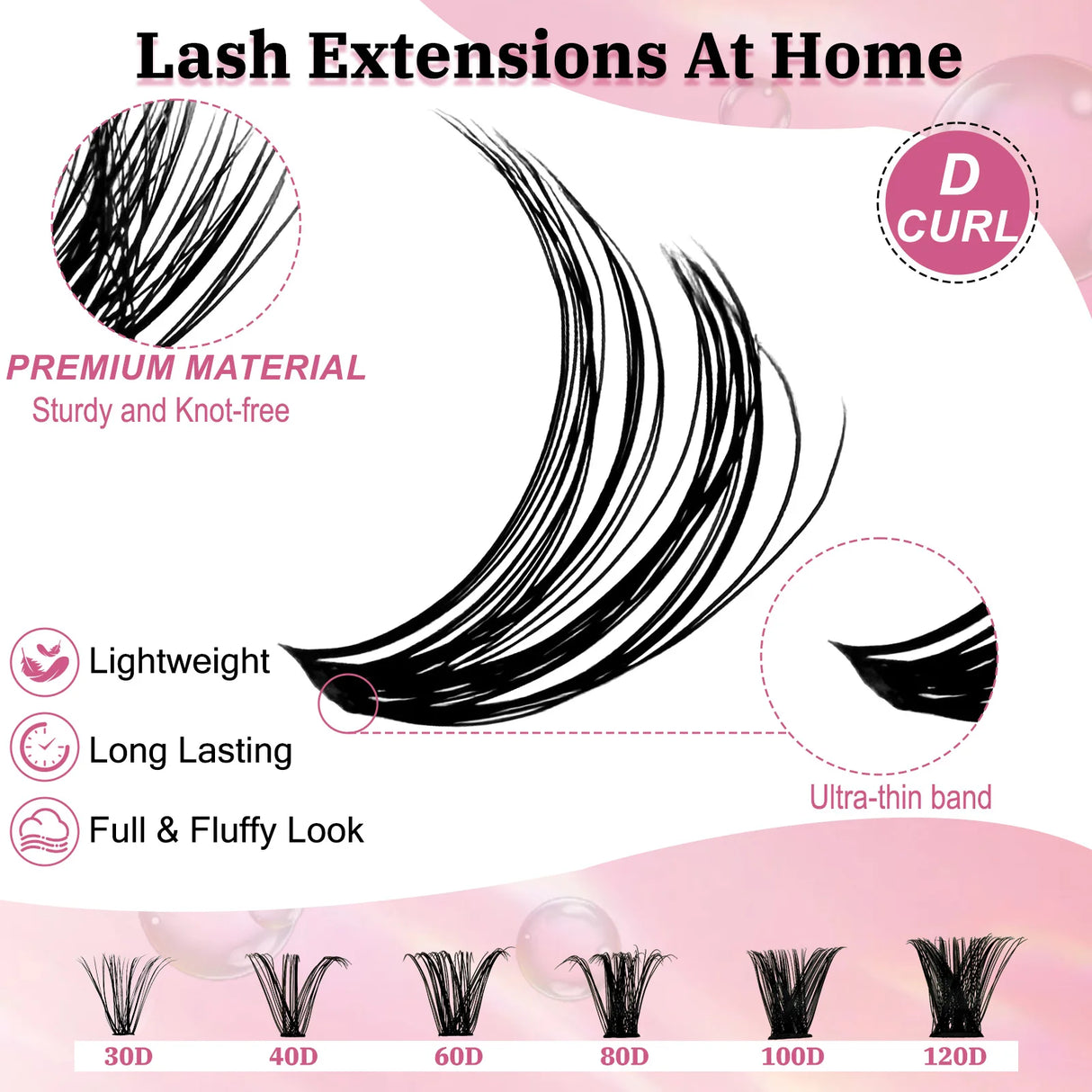 320PCS DIY Lash Kit Fierce 40D | D Curl Dense Manga Clusters 10-18mm | Ultra-Thin Band Individual Cluster Lashes with Bond Seal | Comfortable Home Self-Application Set
