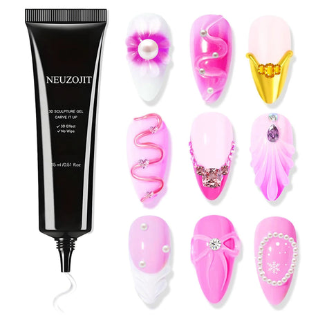 1/2pcs 15ml 3D Sculpting Gel Polish Nail Art Modeling Gel Waterproof Sculpting Gel Nail Art 3D Design Gel for Carvings & Shape