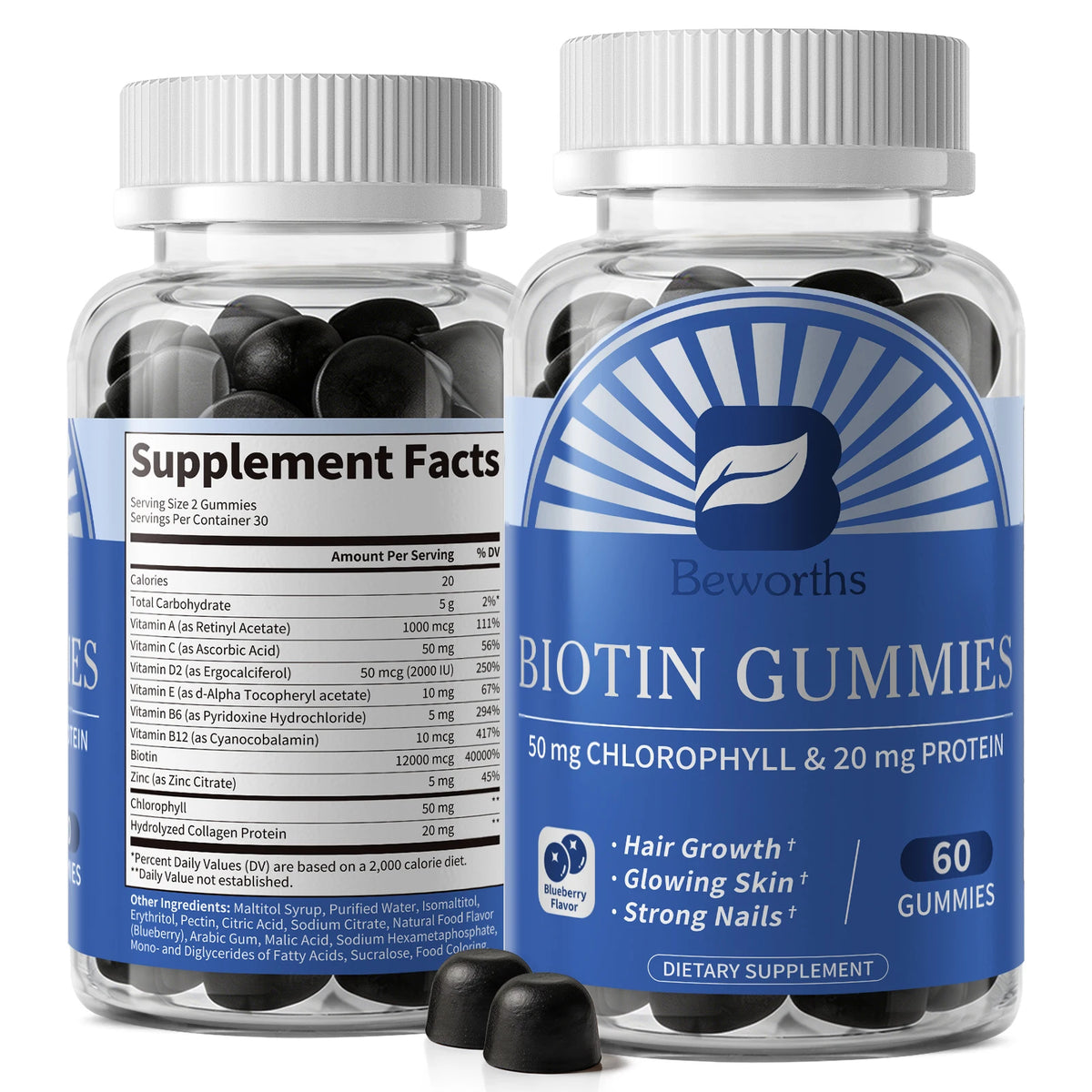 BEWORTHS 12000mcg Biotin Gummies 10 IN 1 Promotes Hair Growth Reduces Hair Loss and Prevents Thinning Promotes Beauty Skin, Strong Nails Promotes Keratin Production