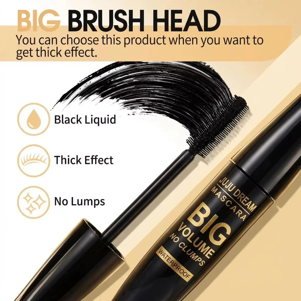 4D Black Mascara Thickening Lengthening Waterproof Fiber Mascara Long Lasting Eyelash Makeup Waterproof Liquid Fiber Mascara