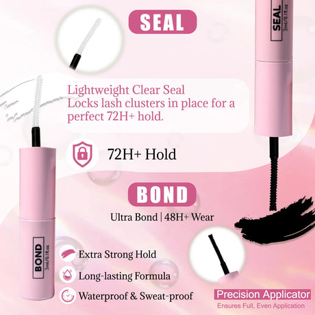 320PCS DIY Lash Kit Fierce 40D | D Curl Dense Manga Clusters 10-18mm | Ultra-Thin Band Individual Cluster Lashes with Bond Seal | Comfortable Home Self-Application Set