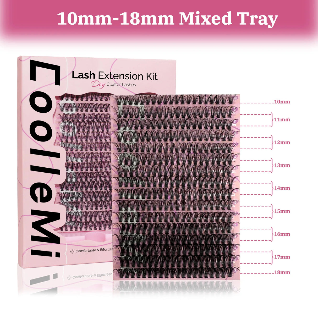 320PCS DIY Lash Kit Fierce 40D | D Curl Dense Manga Clusters 10-18mm | Ultra-Thin Band Individual Cluster Lashes with Bond Seal | Comfortable Home Self-Application Set
