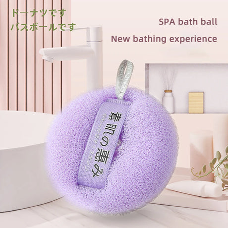 Shower Loofah Bath Sponge With Hanging Rope Exfoliating Soft Mesh Body Scrubber Rich Lather 3D Knit Design For Smooth Skin