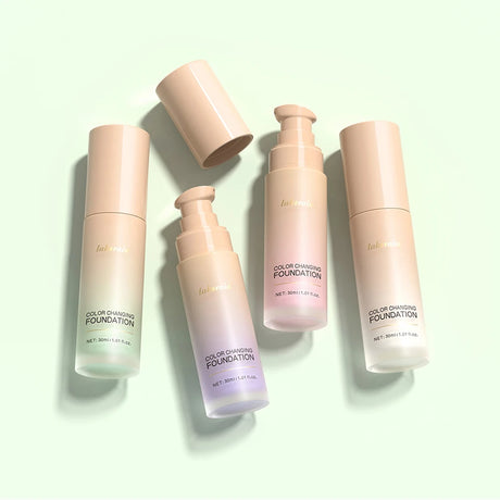 SPF30+Color Changing Foundation 4 in 1 Sun Liquid Moisture Waterproof Nourishes Coverage for All Skin Types Free Puff