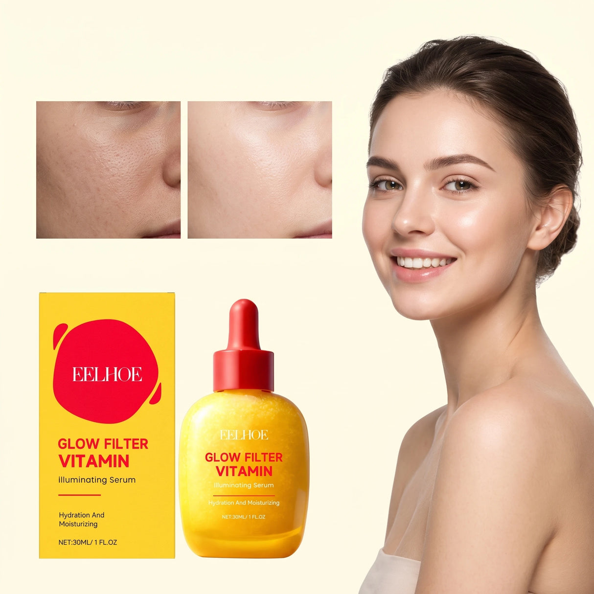 30ML Vitamin Facial Serum Deep Hydrating Enhance Smoothness Boosts Skin Elasticity Nourishing Pores Glowing Non-greasy Soothing Facial Serum