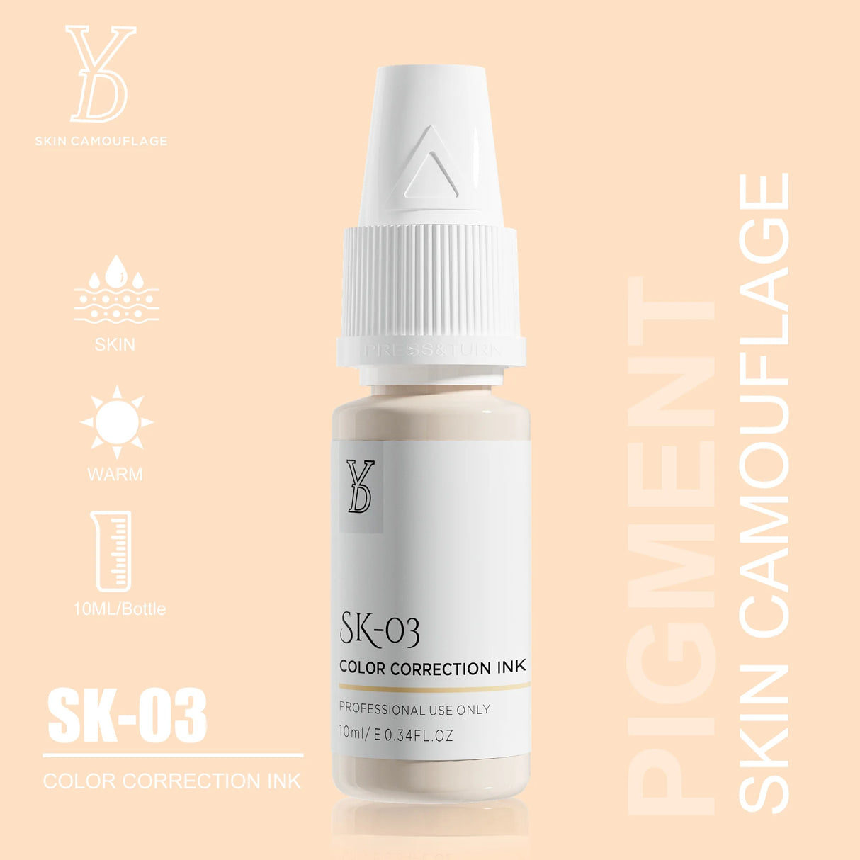 YD Professional 10ML Camouflage Pigment Semi Permanent Makeup Tattoo Ink for Scar Cover Stretch Marks Vitiligo Restore Skin Tone