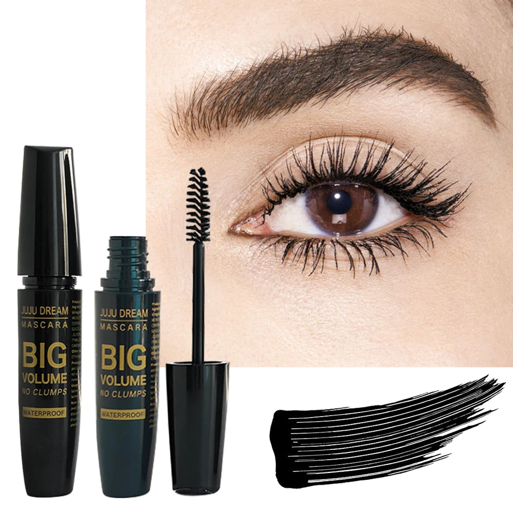 4D Black Mascara Thickening Lengthening Waterproof Fiber Mascara Long Lasting Eyelash Makeup Waterproof Liquid Fiber Mascara