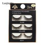Faux Cils 3 Pairs False Eyelashes Soft Natural Long Wispy Fluffy 3D Mink Lashes Handmade Makeup Tool Extension Fake Eye Lashes