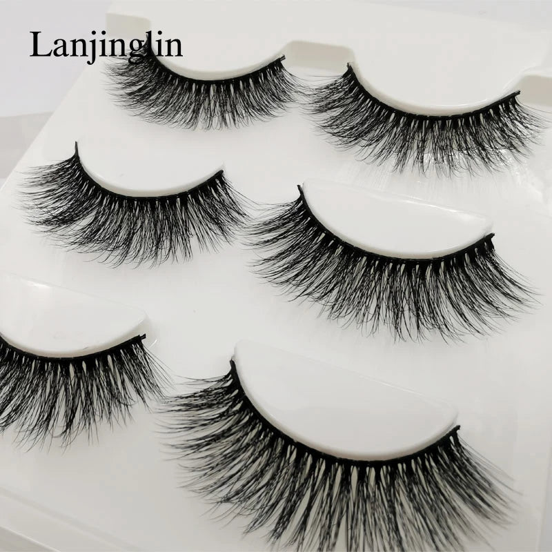 Faux Cils 3 Pairs False Eyelashes Soft Natural Long Wispy Fluffy 3D Mink Lashes Handmade Makeup Tool Extension Fake Eye Lashes