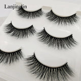 Faux Cils 3 Pairs False Eyelashes Soft Natural Long Wispy Fluffy 3D Mink Lashes Handmade Makeup Tool Extension Fake Eye Lashes
