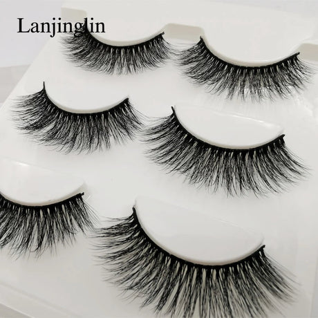Faux Cils 3 Pairs False Eyelashes Soft Natural Long Wispy Fluffy 3D Mink Lashes Handmade Makeup Tool Extension Fake Eye Lashes