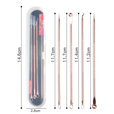 4PCS Acne Blackhead Comedone Black Spot Pimple Blemish Remover Skin Care Women Beauty Acne Treatment Pore Cleanser Needle Hook