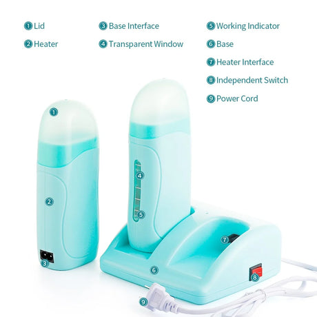 40W Dual Rolling Wax Heater Double Epilator Depilatory Waxing Machine Cartridge Roll On Wax Heater Hair Removal for Body