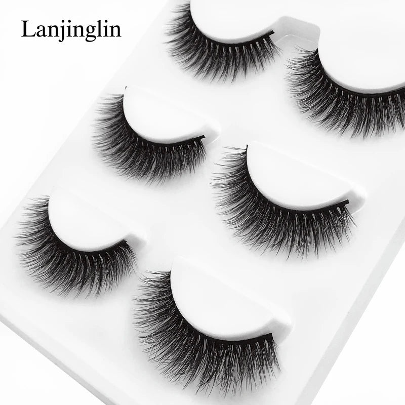 Faux Cils 3 Pairs False Eyelashes Soft Natural Long Wispy Fluffy 3D Mink Lashes Handmade Makeup Tool Extension Fake Eye Lashes