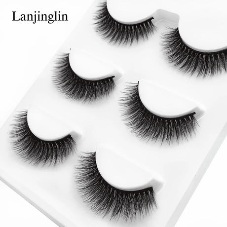 Faux Cils 3 Pairs False Eyelashes Soft Natural Long Wispy Fluffy 3D Mink Lashes Handmade Makeup Tool Extension Fake Eye Lashes