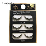 Faux Cils 3 Pairs False Eyelashes Soft Natural Long Wispy Fluffy 3D Mink Lashes Handmade Makeup Tool Extension Fake Eye Lashes