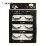 Faux Cils 3 Pairs False Eyelashes Soft Natural Long Wispy Fluffy 3D Mink Lashes Handmade Makeup Tool Extension Fake Eye Lashes