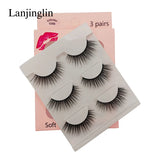 Faux Cils 3 Pairs False Eyelashes Soft Natural Long Wispy Fluffy 3D Mink Lashes Handmade Makeup Tool Extension Fake Eye Lashes