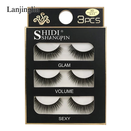 Faux Cils 3 Pairs False Eyelashes Soft Natural Long Wispy Fluffy 3D Mink Lashes Handmade Makeup Tool Extension Fake Eye Lashes