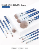 MyDestiny Azure Blue 11pcs Makeup Brush Set&Kit  Super Soft Fiber, High Quality Face&Eye Foundation Eyeshadow  Powder Brush