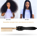 2 In1 Hot Comb Hair Straightener Electric Heating Comb Fast Heating Portable Travel Anti-Scald Beard Straightener Press Comb