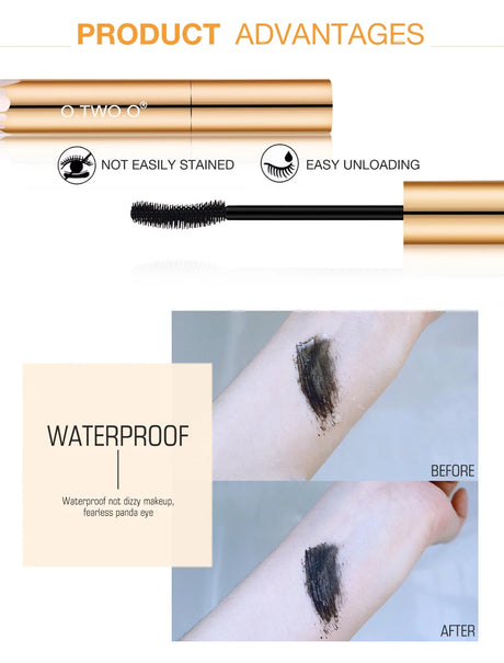 O.TWO.O 3D Mascara Lengthening Black Lash Eyelash Extension Eye Lashes Brush Beauty Makeup Long-wearing Gold Color Mascara