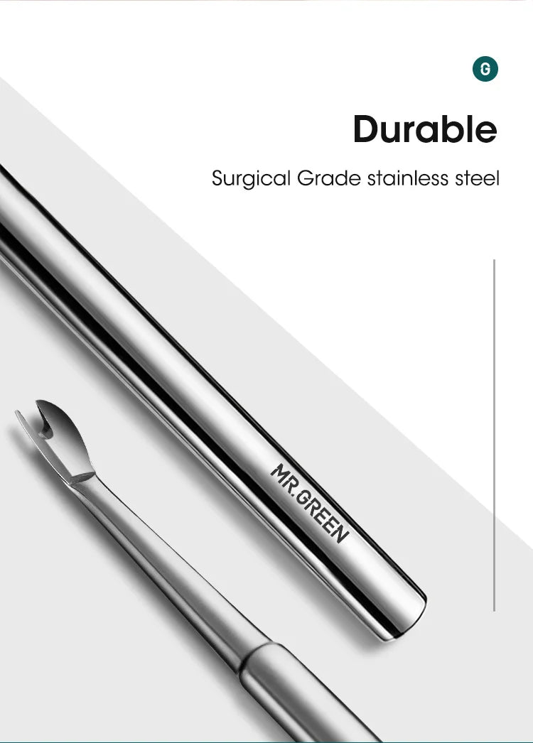 MR.GREEN Cuticle Remover Dead Skin Pusher Surgical Grade Stainless Steel Nail Art Manicure Tools Scraper Nail Cleaner Trimmer