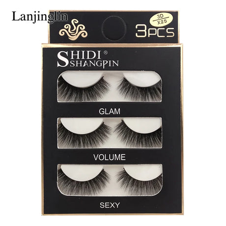 Faux Cils 3 Pairs False Eyelashes Soft Natural Long Wispy Fluffy 3D Mink Lashes Handmade Makeup Tool Extension Fake Eye Lashes