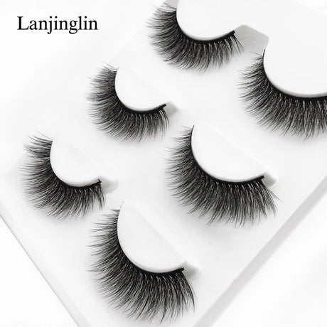 Faux Cils 3 Pairs False Eyelashes Soft Natural Long Wispy Fluffy 3D Mink Lashes Handmade Makeup Tool Extension Fake Eye Lashes