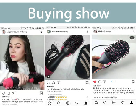 LISAPRO 3 IN 1 Hot Air Brush One-Step Hair Dryer And Volumizer Styler and Dryer Blow Dryer Brush Professional 1000W Hair Dryers