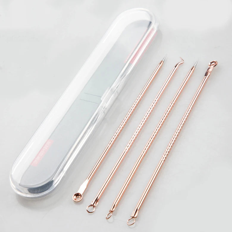4PCS Acne Blackhead Comedone Black Spot Pimple Blemish Remover Skin Care Women Beauty Acne Treatment Pore Cleanser Needle Hook
