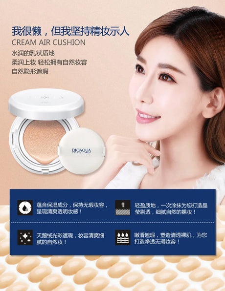 BIOAQUA 1pc Air Cushion BB Cream Isolation BB Nude Concealer Oil Control Moisturizing Liquid Foundation CC Cream (Random Brand)