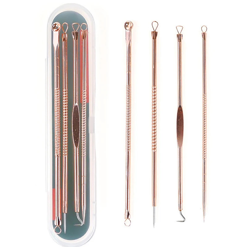 4PCS Acne Blackhead Comedone Black Spot Pimple Blemish Remover Skin Care Women Beauty Acne Treatment Pore Cleanser Needle Hook