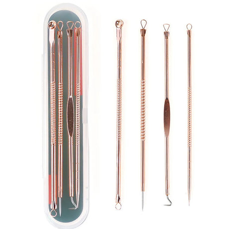4PCS Acne Blackhead Comedone Black Spot Pimple Blemish Remover Skin Care Women Beauty Acne Treatment Pore Cleanser Needle Hook