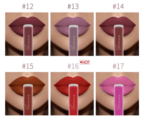 NICEFACE Matte Liquid Lipstick Waterproof Long Lasting Lip Gloss Tint Sexy Red Nude Purple Metallic Lipsticks Makeup Cosmetics