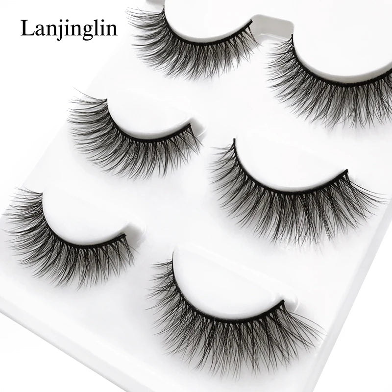 Faux Cils 3 Pairs False Eyelashes Soft Natural Long Wispy Fluffy 3D Mink Lashes Handmade Makeup Tool Extension Fake Eye Lashes