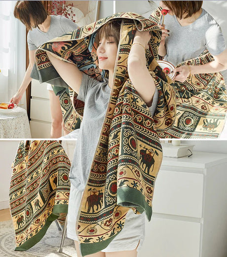 Cotton Gauze Large Bath Towel For Home Soft Absorbent Household Four Layers Of Muslin Adult Shower Wrap Beach Towels