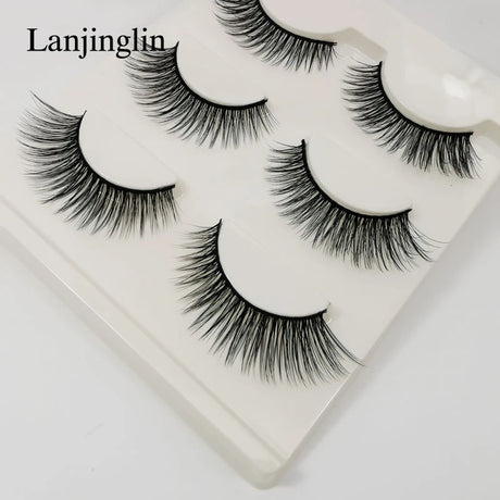 Faux Cils 3 Pairs False Eyelashes Soft Natural Long Wispy Fluffy 3D Mink Lashes Handmade Makeup Tool Extension Fake Eye Lashes