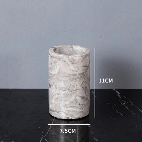 Bathroom Accessories Sets Elegant Natural Marble Liquid Soap Dispenser Toothbrush Holder Cup Soap Dish Cotton Swab Can