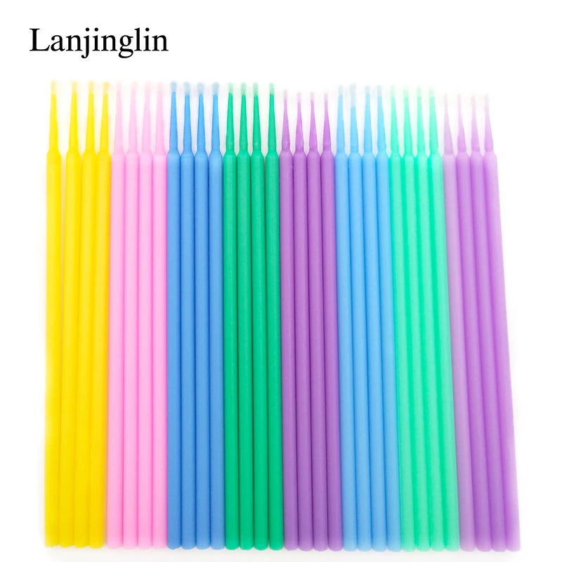 100/200pcs Eyelash Cleaning Brush Lash Extension Micro Cotton Swab Eyelashes Microbrush Beauty Makeup Clean Remover Tools