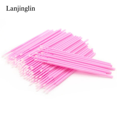 100/200pcs Eyelash Cleaning Brush Lash Extension Micro Cotton Swab Eyelashes Microbrush Beauty Makeup Clean Remover Tools