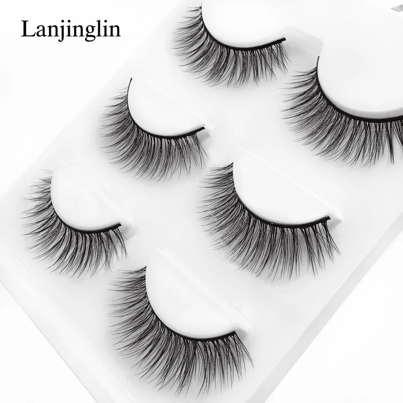 Faux Cils 3 Pairs False Eyelashes Soft Natural Long Wispy Fluffy 3D Mink Lashes Handmade Makeup Tool Extension Fake Eye Lashes