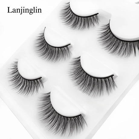 Faux Cils 3 Pairs False Eyelashes Soft Natural Long Wispy Fluffy 3D Mink Lashes Handmade Makeup Tool Extension Fake Eye Lashes